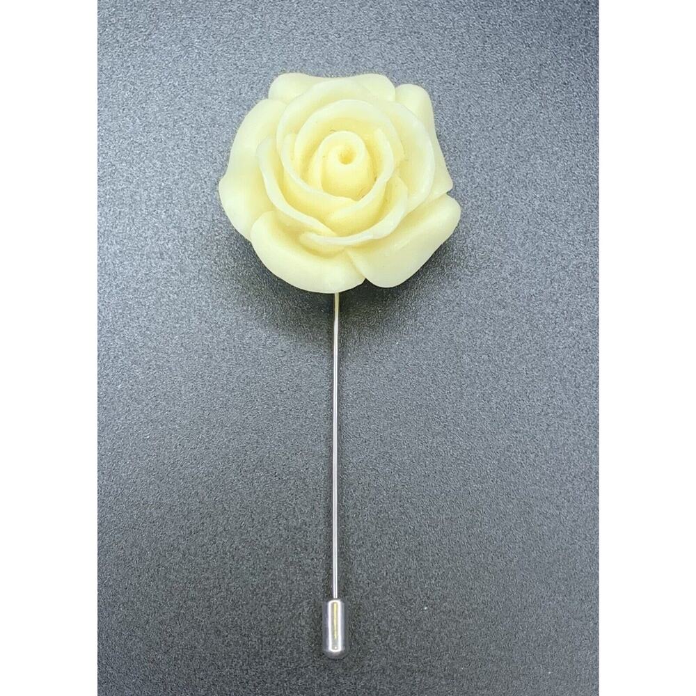 Vintage Carved Style Lucite Rose Flower Stick Pin Brooch Bakelite Costume Lapel